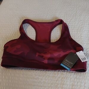 💚Nwt Women's Gap Fit Burgundy Cammo Work Out Bra